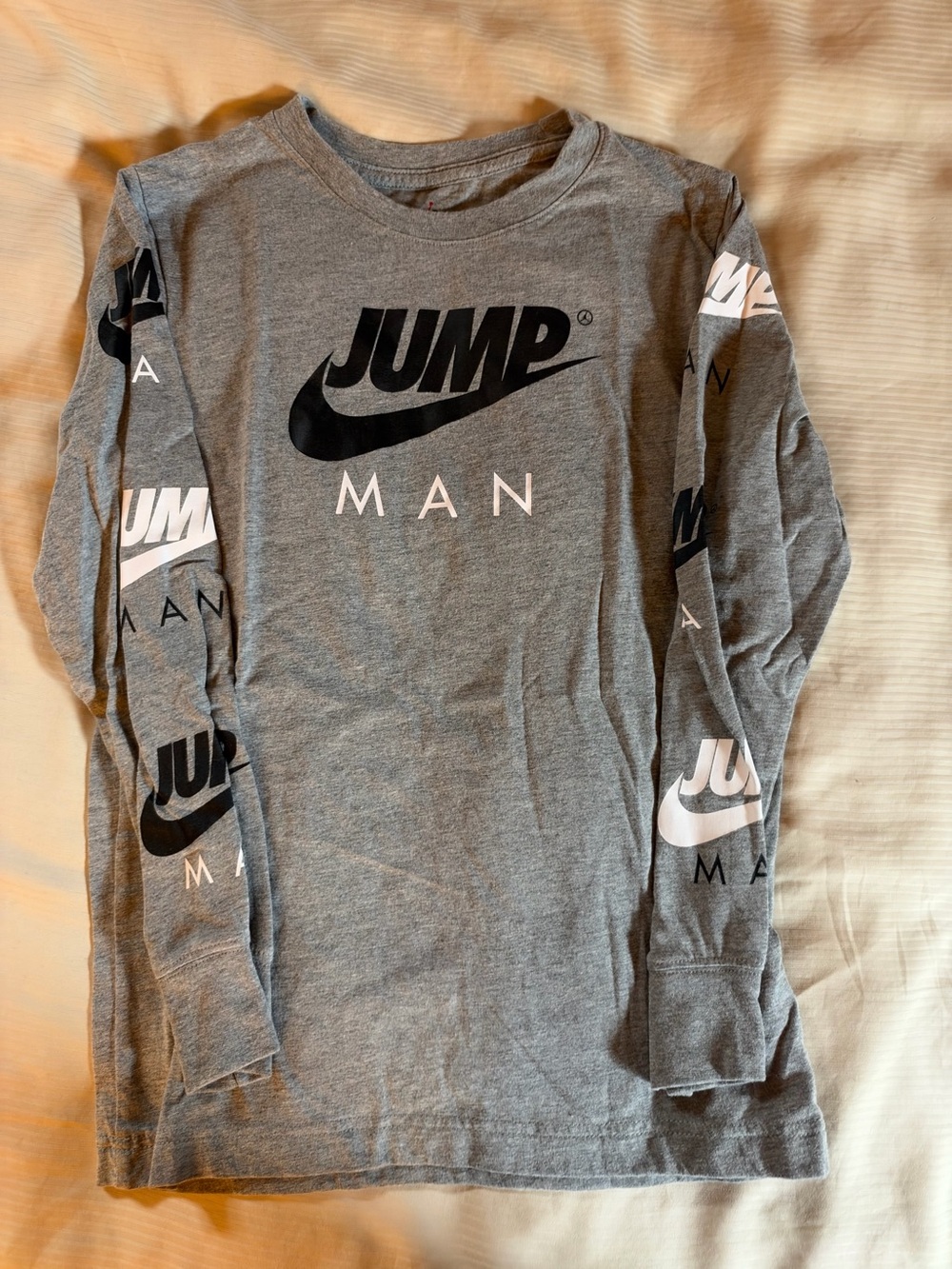 Jordan Gray Long Sleeve Tee with Black & White Jump Man Logos